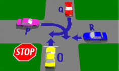 Intersections - Vehicle O is at a STOP sign