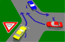 Intersections - Which vehicle in the diagram must give way?