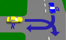 Intersections - At the T-intersection shown in the diagram which vehicle should give way?