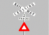 Intersections - When approaching a railway level crossing displaying this sign, you must: