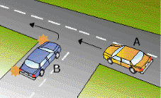 Intersections - You are in car A and are going straight ahead through the intersection. Who should give way?