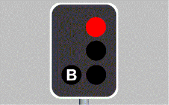 General Knowledge - What should you do if you are driving a bus in the 'bus only lane' and you come to a 'B' signal that is white?