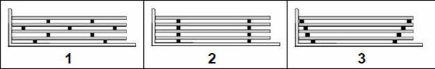 Load Restraint - Which diagram shows the correct dunnage position for long rigid loads such as steel pipes?