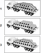 Load Restraint - Which diagram shows the correct method for restraining large pipe loads?