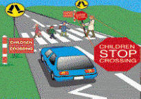 Pedestrians - If you see a School Crossing Supervisor holding a sign like this, you must wait until the children: