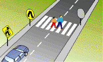 Pedestrians - You drive towards these people on the road. What should you do?