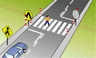 Pedestrians - You approach a person crossing the road. You should: