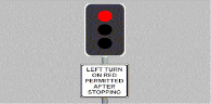 Driver Knowledge Test Australia - Car Traffic Lights Lanes - What may you do at an intersection with traffic lights at which this sign is displayed?